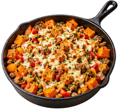 Ground Turkey Sweet Potato Skillet with its ingredients