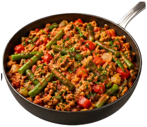 Ground Turkey with Green Beans with its ingredients