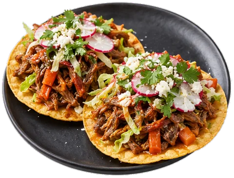 Guajillo Lamb Tostadas with its ingredients
