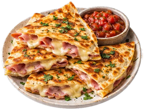 Ham Cheese Quesadilla with its ingredients