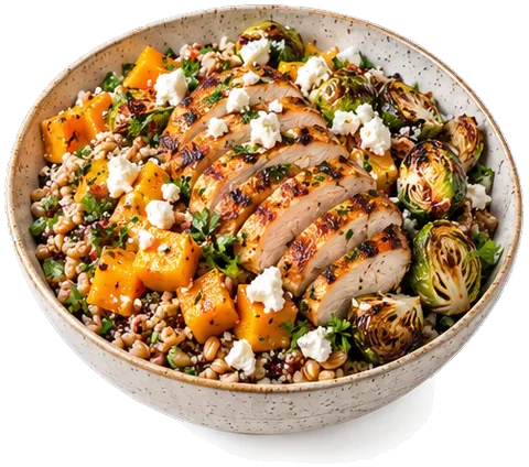 Harvest Farro Bowls with its ingredients