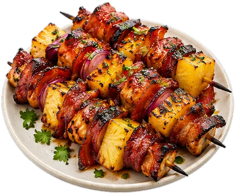 Hawaiian Chicken Kebabs with its ingredients