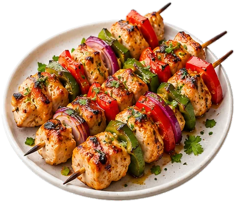 Hawaiian Chicken Skewers with its ingredients