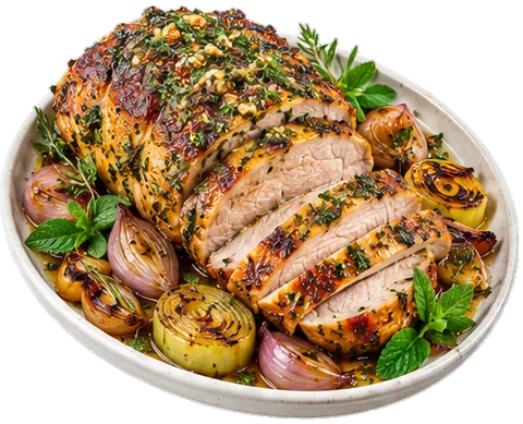 Herb Crusted Pork Roast with its ingredients