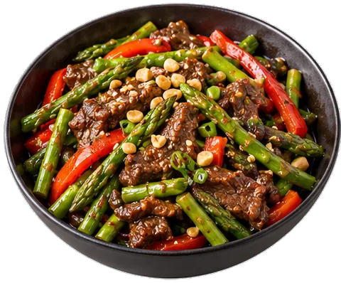 Hoisin Beef and Asparagus Stir-Fry with its ingredients