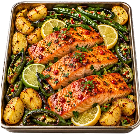 Honey Chili Lime Salmon Tray with its ingredients