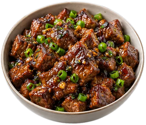 Honey Garlic Steak Bites with its ingredients