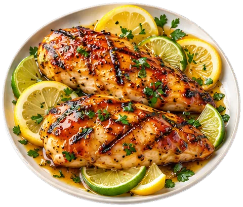 Honey-Glazed Grilled Chicken with its ingredients