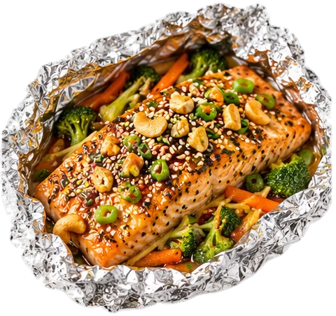 Honey Sesame Salmon Foil with its ingredients