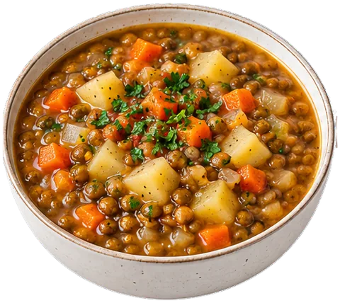 Instant Pot Lentil Potato Soup with its ingredients