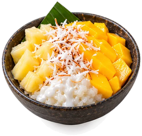 Instant Pot Mango Sticky Rice with its ingredients