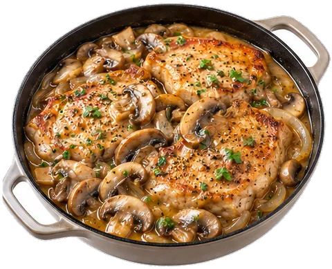 Instant Pot Pork Chops with mushrooms with its ingredients
