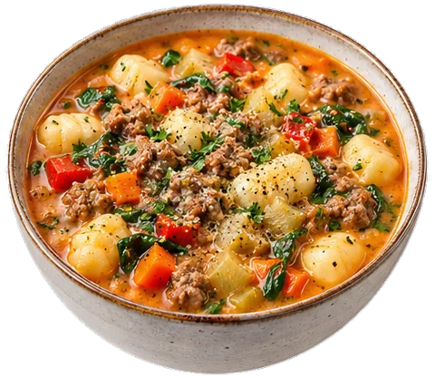 Italian Sausage Gnocchi Soup with its ingredients