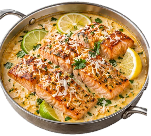 Jamaican Salmon Coconut Sauce with its ingredients