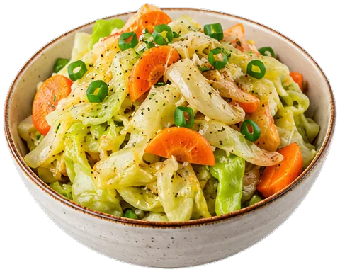 Jamaican Steamed Cabbage with its ingredients