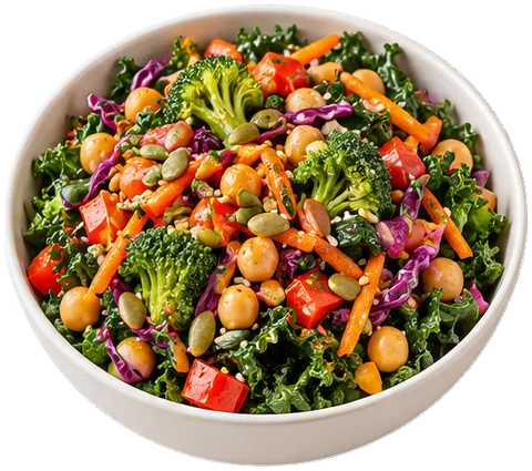 Kale Chickpea Crunch Salad with its ingredients
