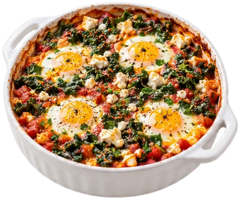 Kale Feta Egg Bake with its ingredients