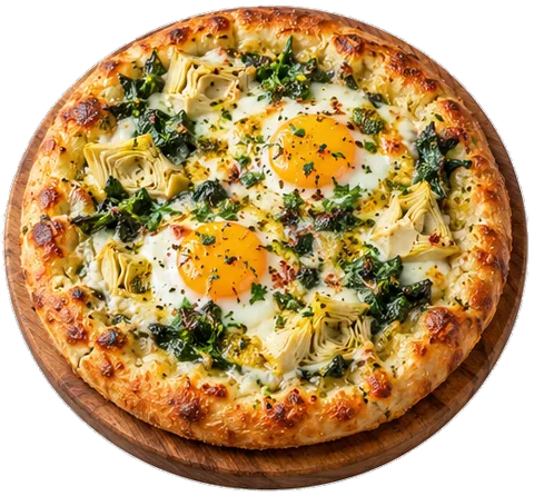 Kale Pesto Breakfast Pizza with its ingredients