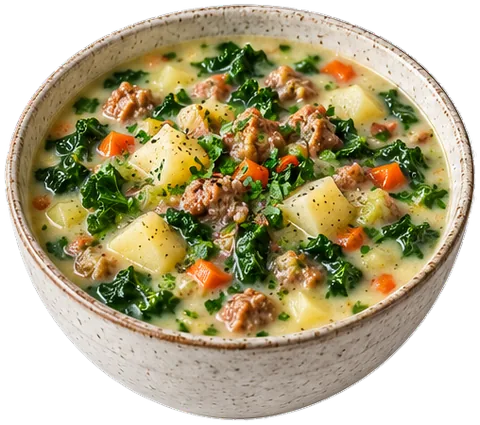 Kale Potato Soup with Turkey Sausage with its ingredients