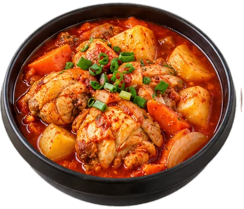 Korean Spicy Chicken Stew with its ingredients