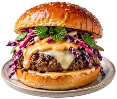 Lamb Burgers with Harissa Mayo with its ingredients