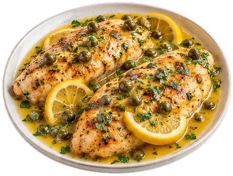 Lemon Chicken Piccata with its ingredients