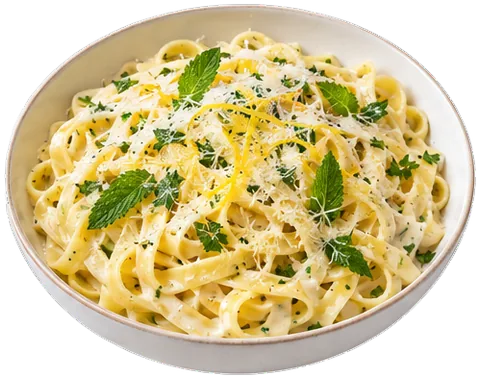 Lemon Fettuccine Alfredo with its ingredients