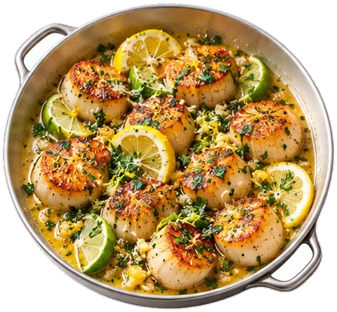 Lemon Garlic Butter Scallops with its ingredients
