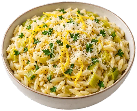 Lemon Parmesan Orzo with its ingredients
