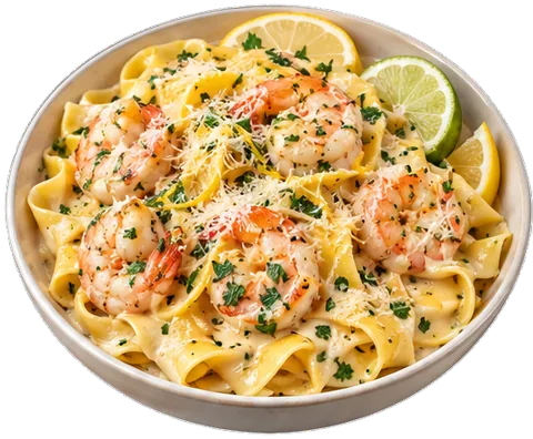 Lemon Shrimp Pappardelle with its ingredients