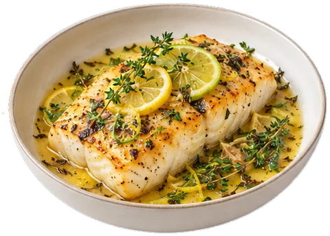 Lemon Thyme Halibut with its ingredients