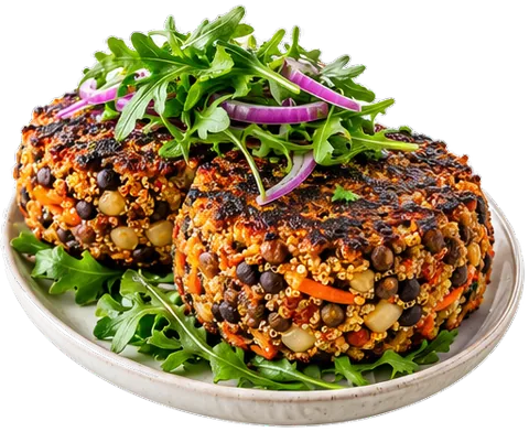 Lentil Grain Burgers with its ingredients