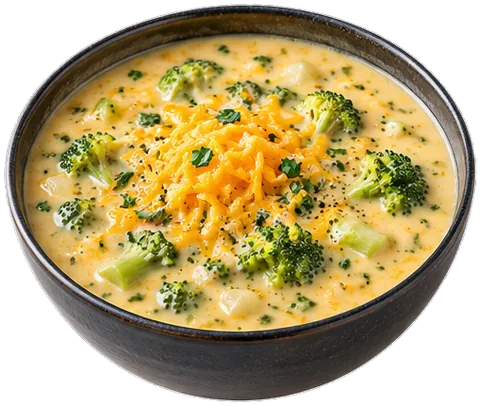 Light Broccoli Cheese Soup with its ingredients