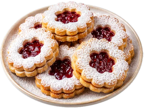 Linzer Cookies with its ingredients