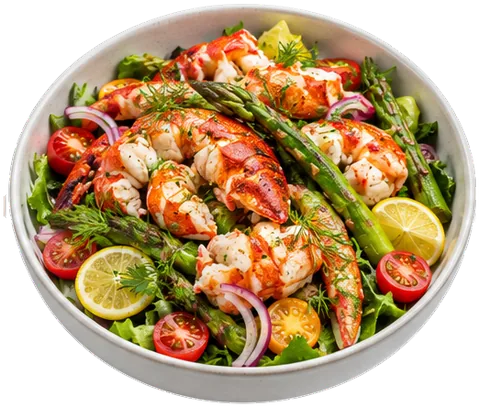 Lobster Asparagus Salad with its ingredients