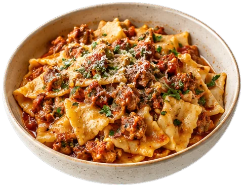 Maltagliati Sausage Ragu with its ingredients