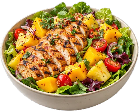 Mango Salad with Chili Lime Chicken with its ingredients