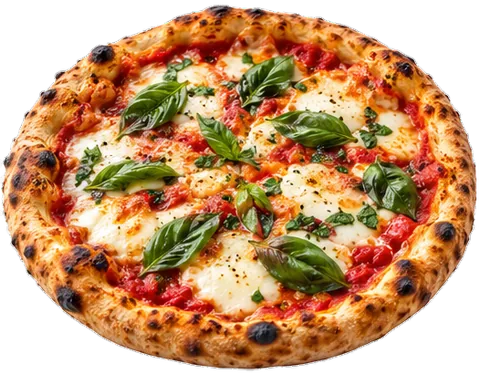 Margherita Pizza with its ingredients