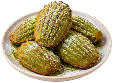 Matcha Madeleines with its ingredients