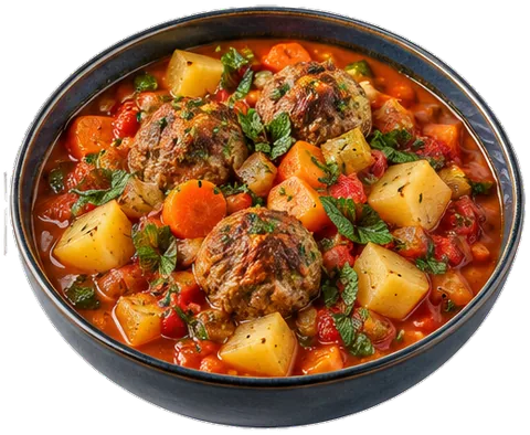 Meatball Stew with its ingredients