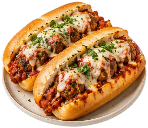 Meatball Subs with its ingredients