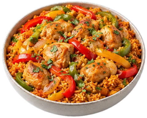 Mexican Chicken and Rice with its ingredients