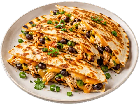 Mexican Chicken Quesadillas with its ingredients