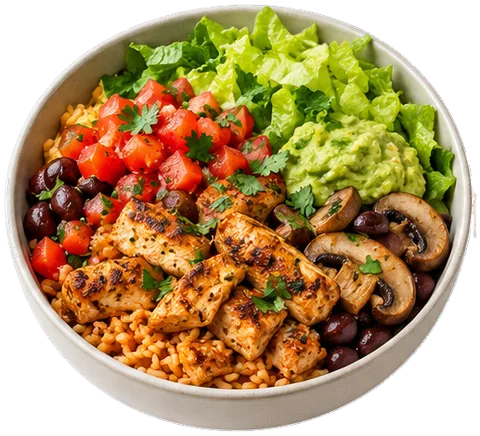 Mexican Chicken Rice Bowl with its ingredients