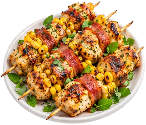 Mexican Chicken Skewers with its ingredients