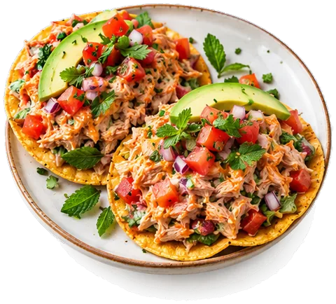 Mexican Chipotle Tuna Tostadas with its ingredients