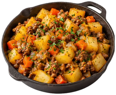 Mexican Ground Beef and Potatoes with its ingredients