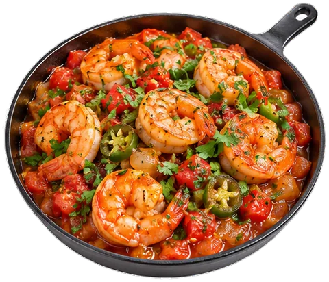 Mexican Ranchero Shrimp with its ingredients