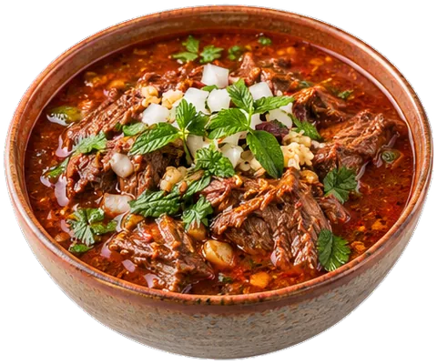 Mexican Red Chili with its ingredients