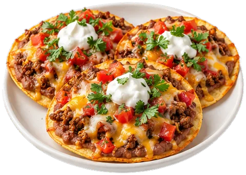 Mexican Tortilla Pizzas with its ingredients
